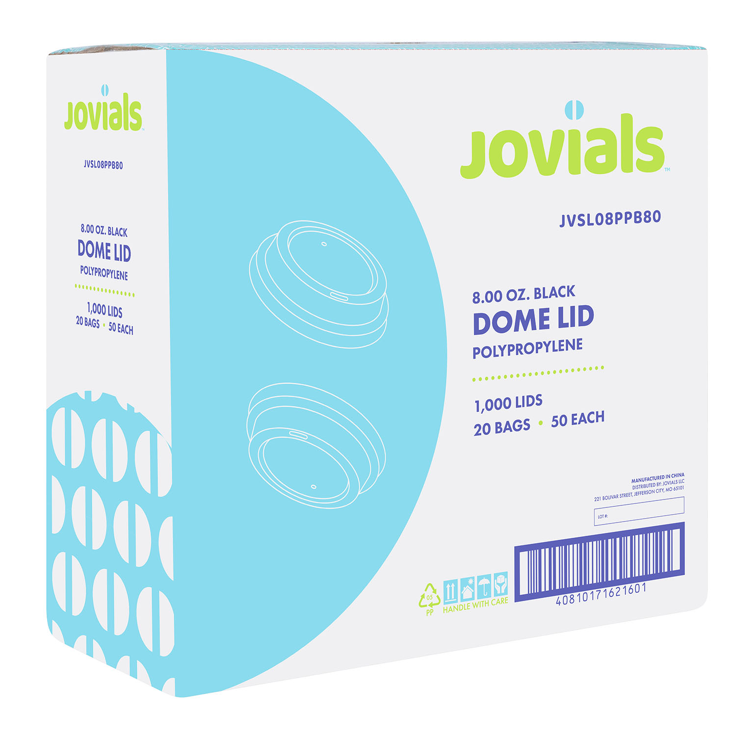 Jovials™ Polypropylene Dome Sipper Lid, Black, Fits 8 oz - Image 2