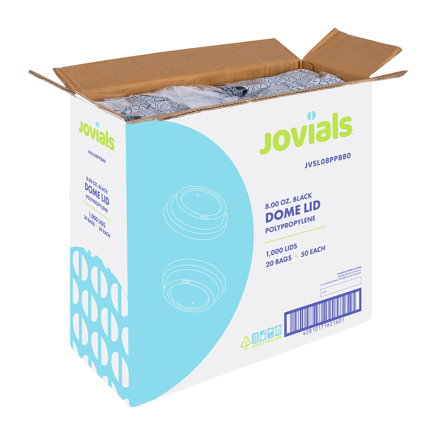 Jovials™ Polypropylene Dome Sipper Lid, Black, Fits 8 oz - Image 3