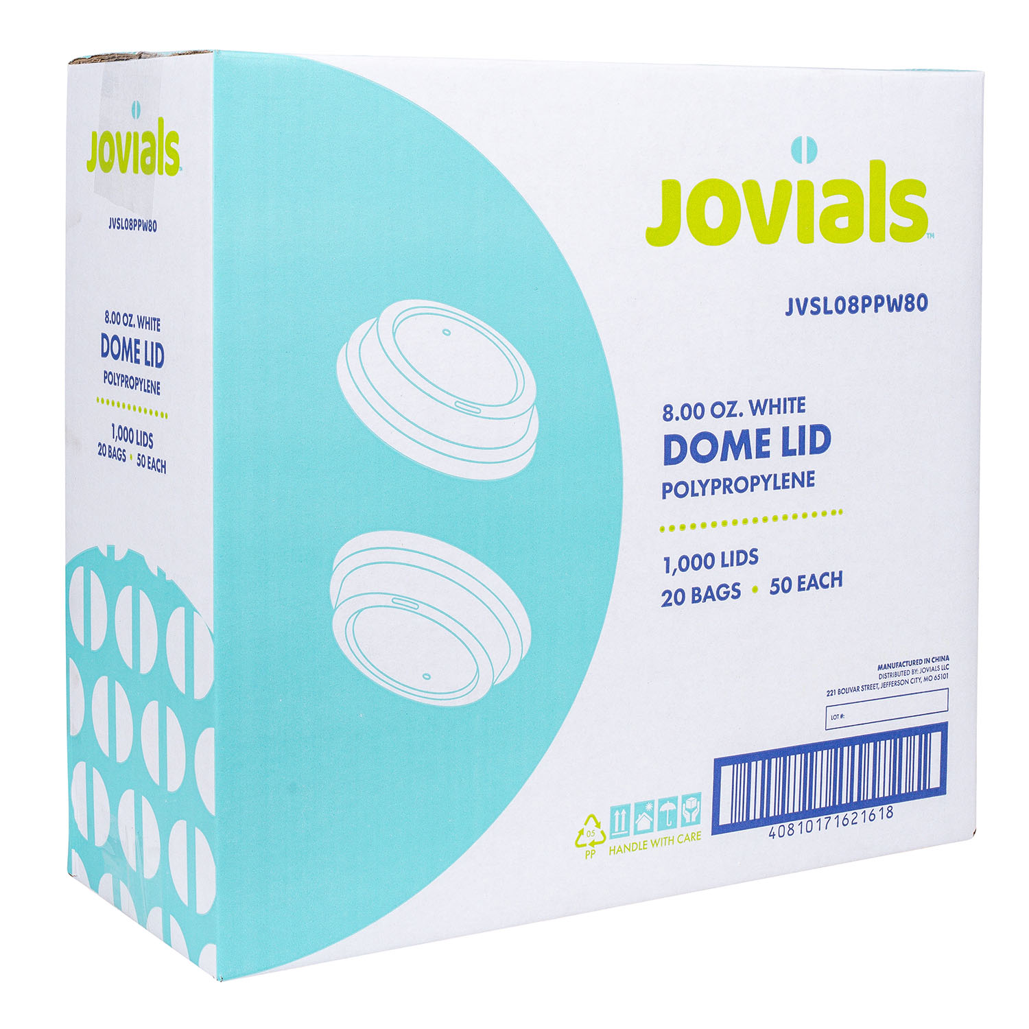 Jovials™ Polypropylene Dome Sipper Lid, White, 8 oz - Image 3