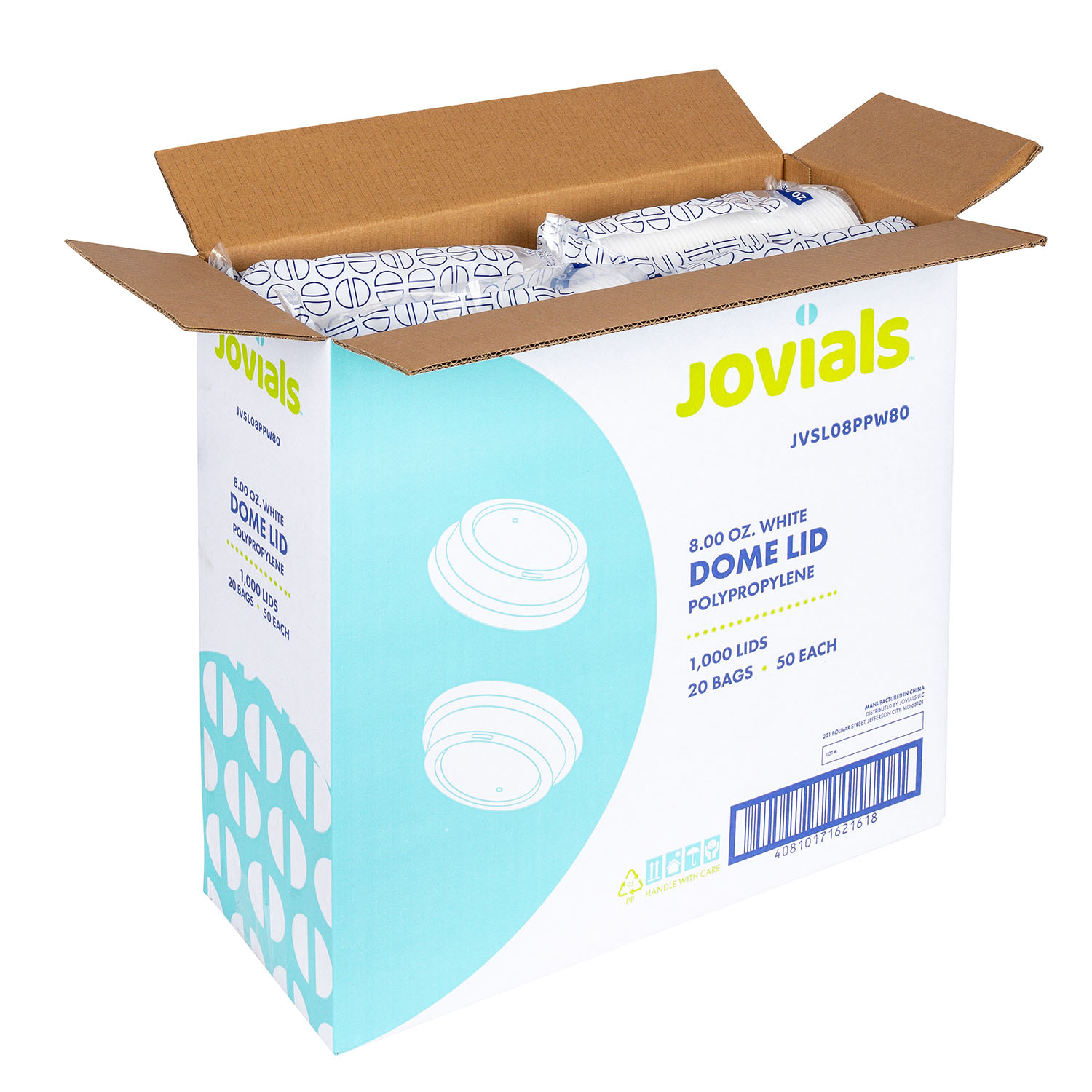 Jovials™ Polypropylene Dome Sipper Lid, White, 8 oz - Image 4