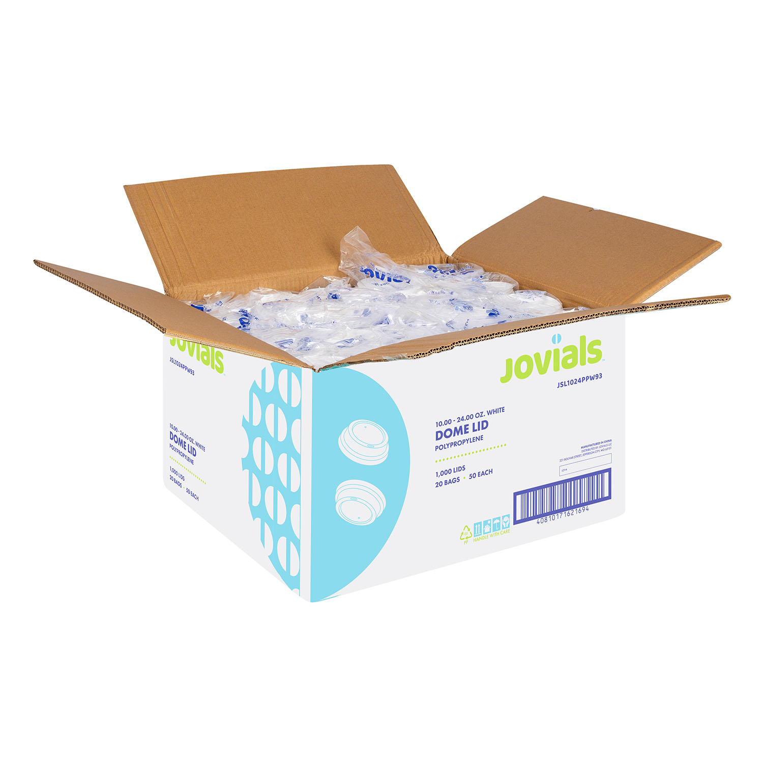 Jovials™ Polypropylene Dome Sipper Lid, White, Fits 10/12/16/20/24 oz - Image 4