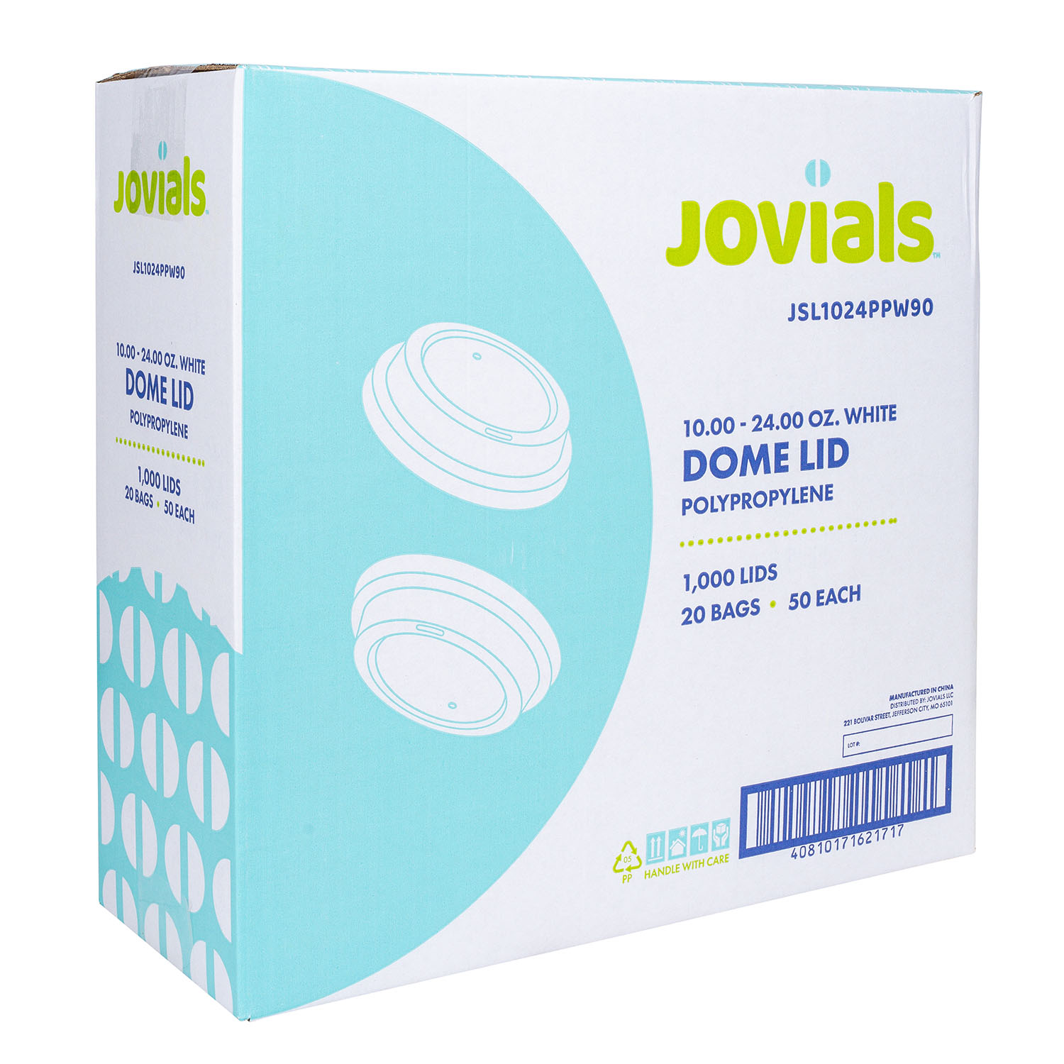 Jovials™ Polypropylene Dome Sipper Lid, White, Fits 10/12/16/20/24 oz - Image 3