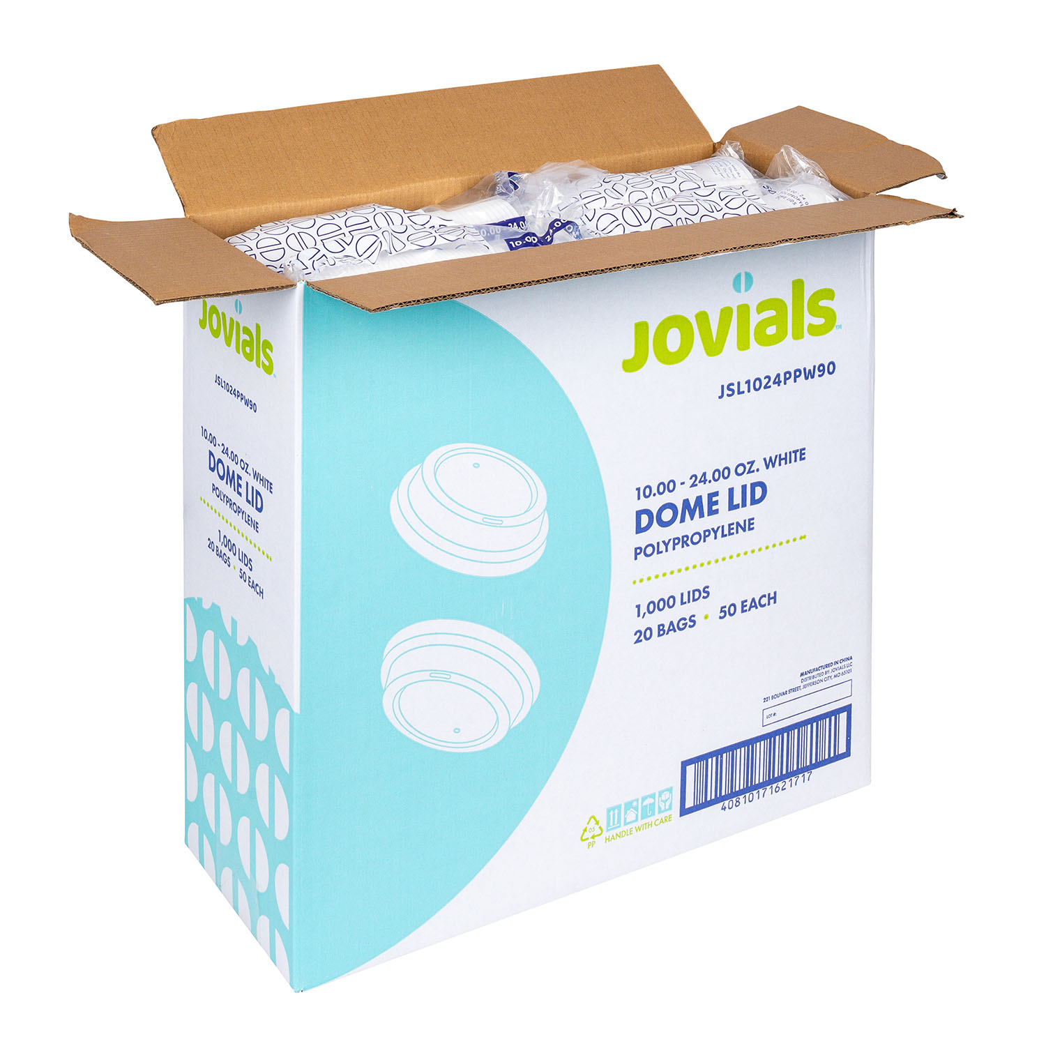 Jovials™ Polypropylene Dome Sipper Lid, White, Fits 10/12/16/20/24 oz - Image 4