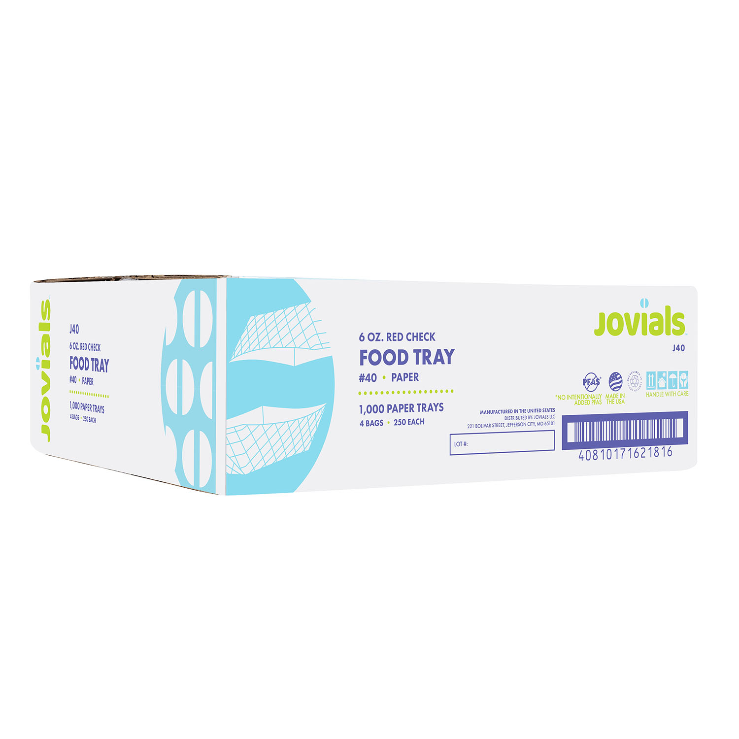 Jovials™ #40 Clay Coated Paper Food Tray, Red Check, 6 oz - Image 3