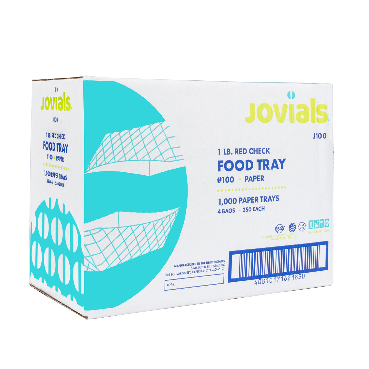 Jovials™ #100 Clay Coated Paper Food Tray, Red Check, 1 lb - Image 3