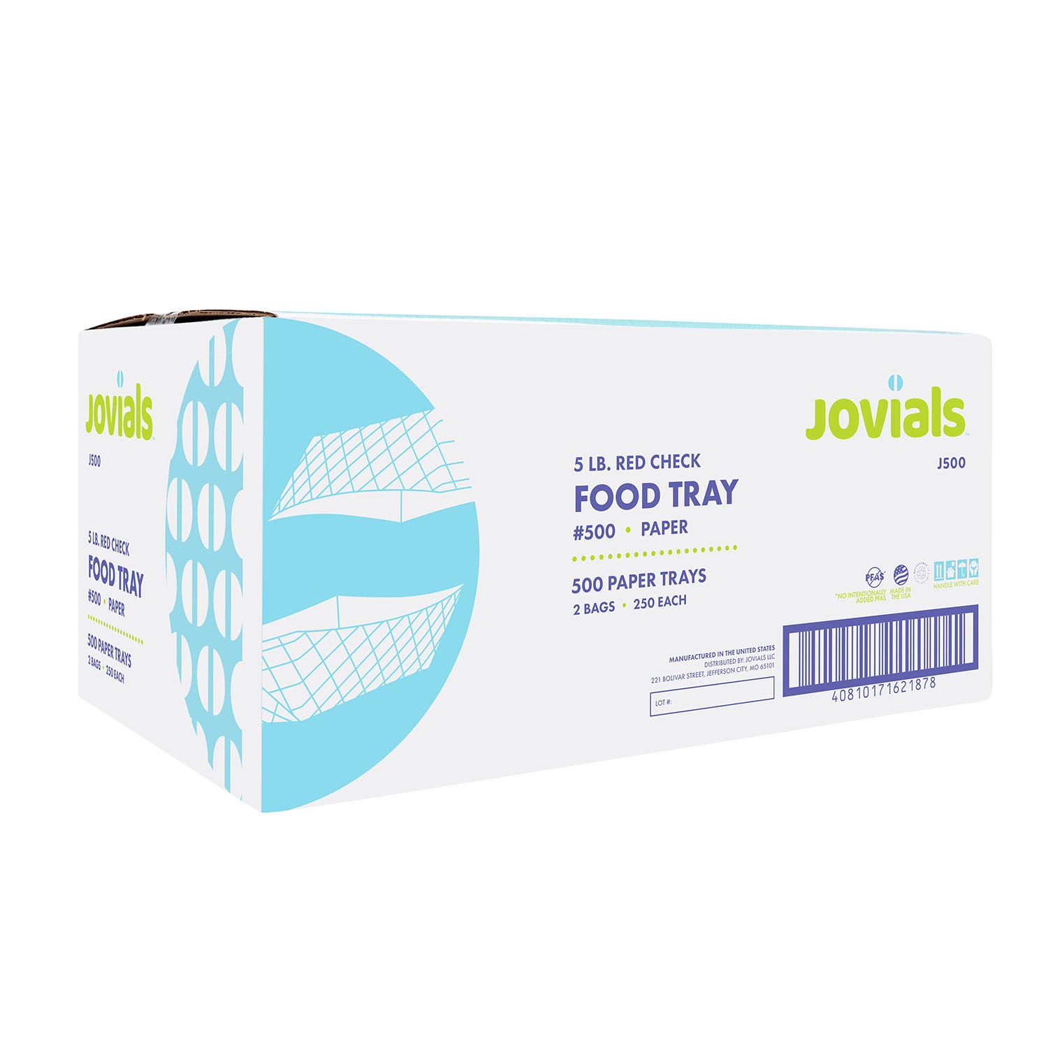 Jovials™ #500 Clay Coated Paper Food Tray, Red Check, 5 lb - Image 3